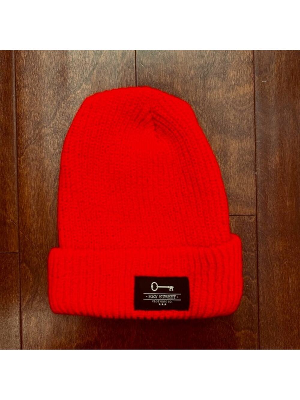 Key Street Candy Apple Red Knitted Beanie, Unisex, New Without Tags